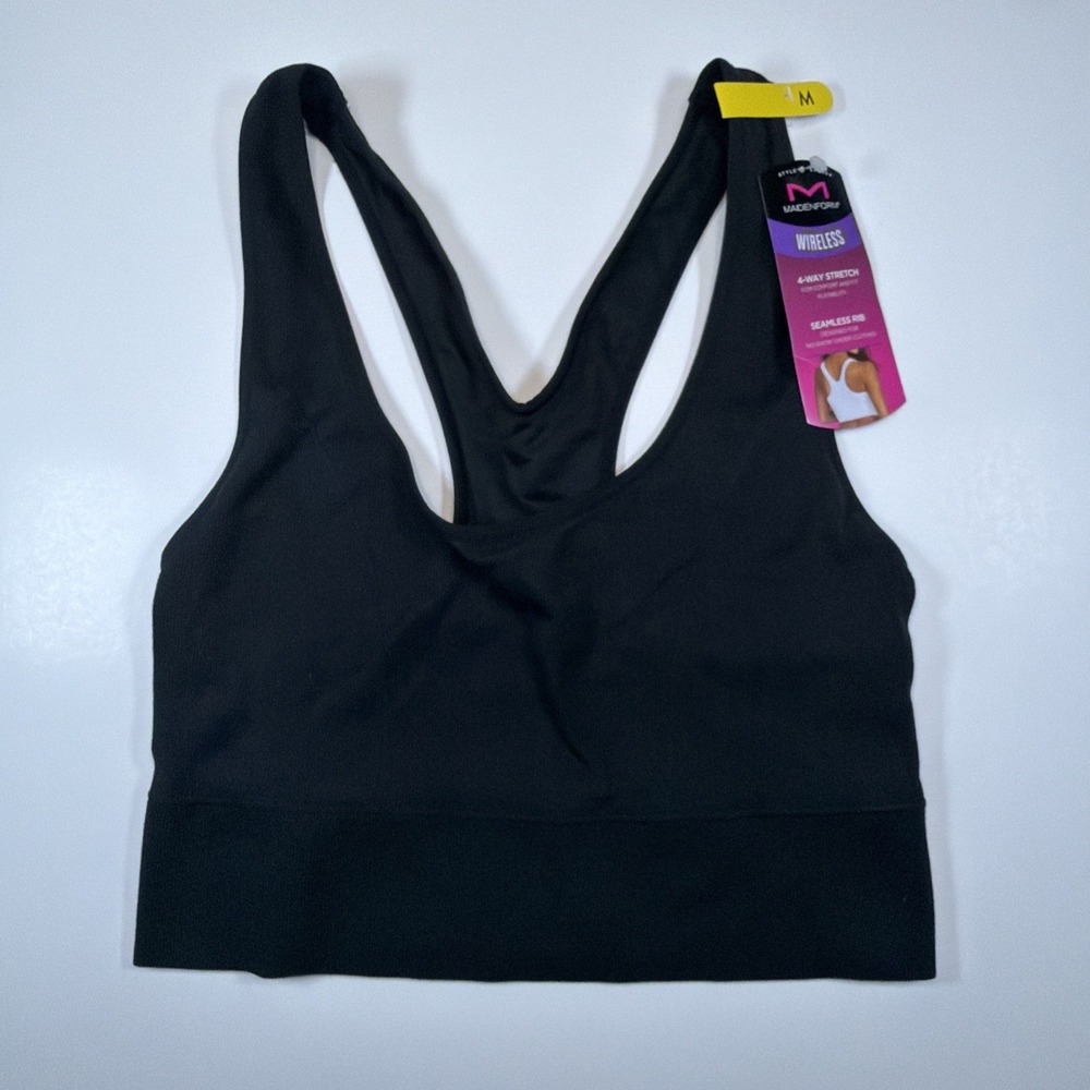Maidenform Women's Feel Good Seamless Wireless Crop Tank Bra DM2304 Black Medium